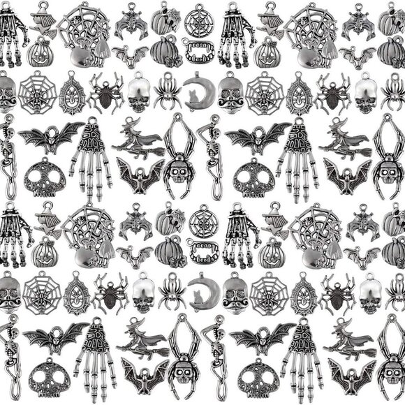 Other - 80 Pieces Antique Silver Pendants Charms Pendants Halloween Jewelry Making Acces
